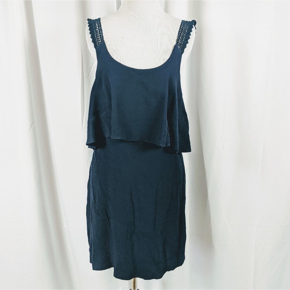 Anthropologie Maeve Navy Blue Ruffled Dress